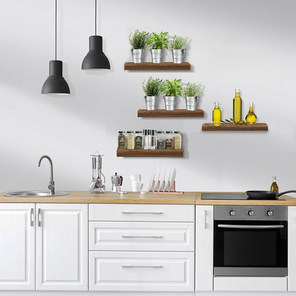 Sorbus Floating Shelves for Wall, Bathroom Shelves Wall Mounted for Kitchen, Bedroom, Living Room, Bathroom Storage, Over Toilet, Hanging Book Shelf for Ｗall Home Decor (Walnut, 4 Pack)