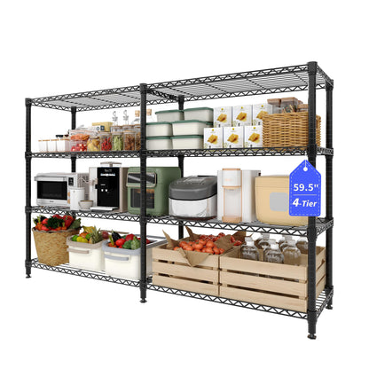 GAOMON 59" W Storage Shelves 4-Tier Metal Shelving Unit, 1060 LBS Loading Capacity, Heavy Duty Wire