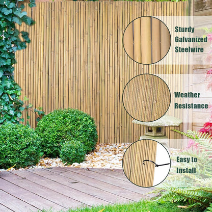 3Ft High x 8Ft Long x 0.7In D Bamboo Screen, Natural Bamboo Fence Rolls, Eco-Friendly Fencing for Outdoor Balcony Patio Garden Border Pool