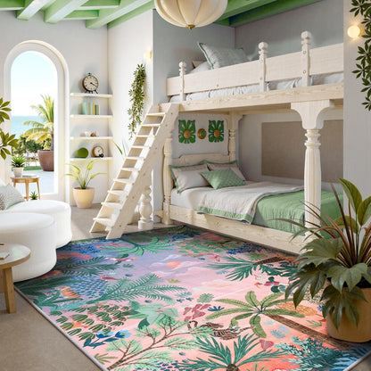 LIVEBOX Jungle Rugs 5x7 Kids Rugs for Bedroom Girls, Soft Lavender Rug for Nursery Baby Room, Non-Slip Girls Bedroom Rug, Machine Washable Purple Modern Dining Room Floor Carpet