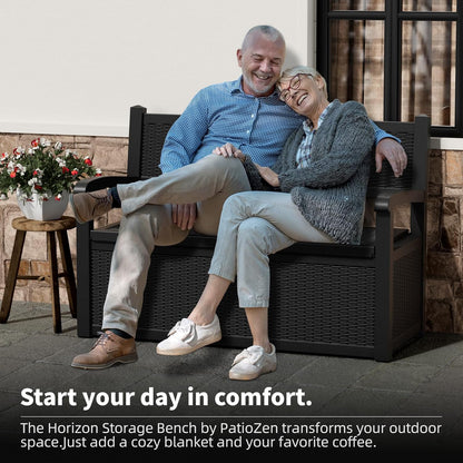 80 Gallon Storage Bench Deck Box Waterproof Lockable,Outdoor Storage Furniture for Patio,Garden and Porch,Tools and Cushions（Black）