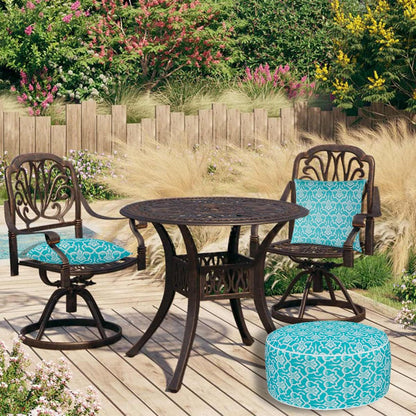 FUNHOME Inflatable Outdoor Ottoman with Air Pump,20"x9" Portable Patio Pouf,Water Resistant,Fade-Resistant,Round Blow Up Footrest Stools for Home Garden Camping Travel(Romantic Blue)