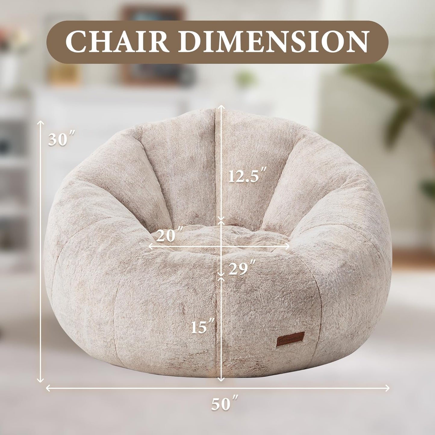 Hobestluk Bean Bag Chairs Large Bean Bag Couch for Adults Stuffed Sofa Chair Comfy Giant Bean Bag Chair with Spacious Design for Reading, Playing or Relaxing (Brown)