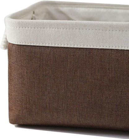 Large Storage Baskets for Shelves, Fabric Baskets for Organizing, Collapsible Storage Bins for Closet, Nursery, Clothes, Home & Office [3-Pack, White&Brown]