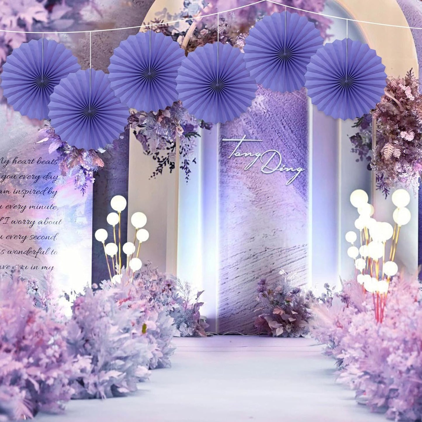 BARTHEW Purple Party Decorations,Purple Bridal Shower Decorations,Halloween Decor Events Accessories,Retirement Decorations Paper Fans Bulk 16in,Anniversary for 30 Color DIY Set(Purple)