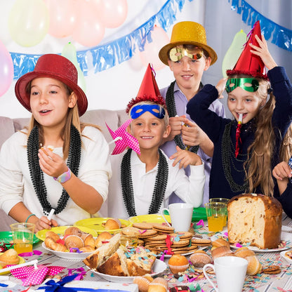 50PCS Bead Necklace, Black Mardi Gras Bead Necklace Party Favors, 33" Metallic Halloween Round Beaded Bulk, Festival Parade Throw Accessories for Mardi Gras Carnival Halloween Party Supplies Decor