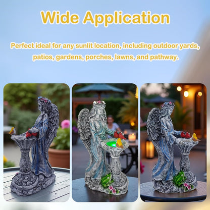Mrocioa Solar Outdoor Garden Decor Angel Statue Light with Color Changing Birdbath, Waterproof Led Home Decor Figurine Lights for Yard Patio Front Porch, Housewarming Gifts for Thanksgiving Christmas