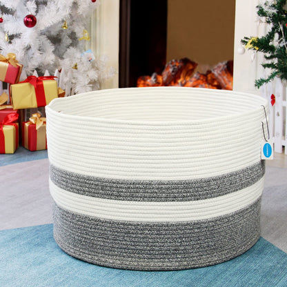 Casaphoria XXXLarge Cotton Rope Basket for Living Room - Woven Storage Basket with Handle for