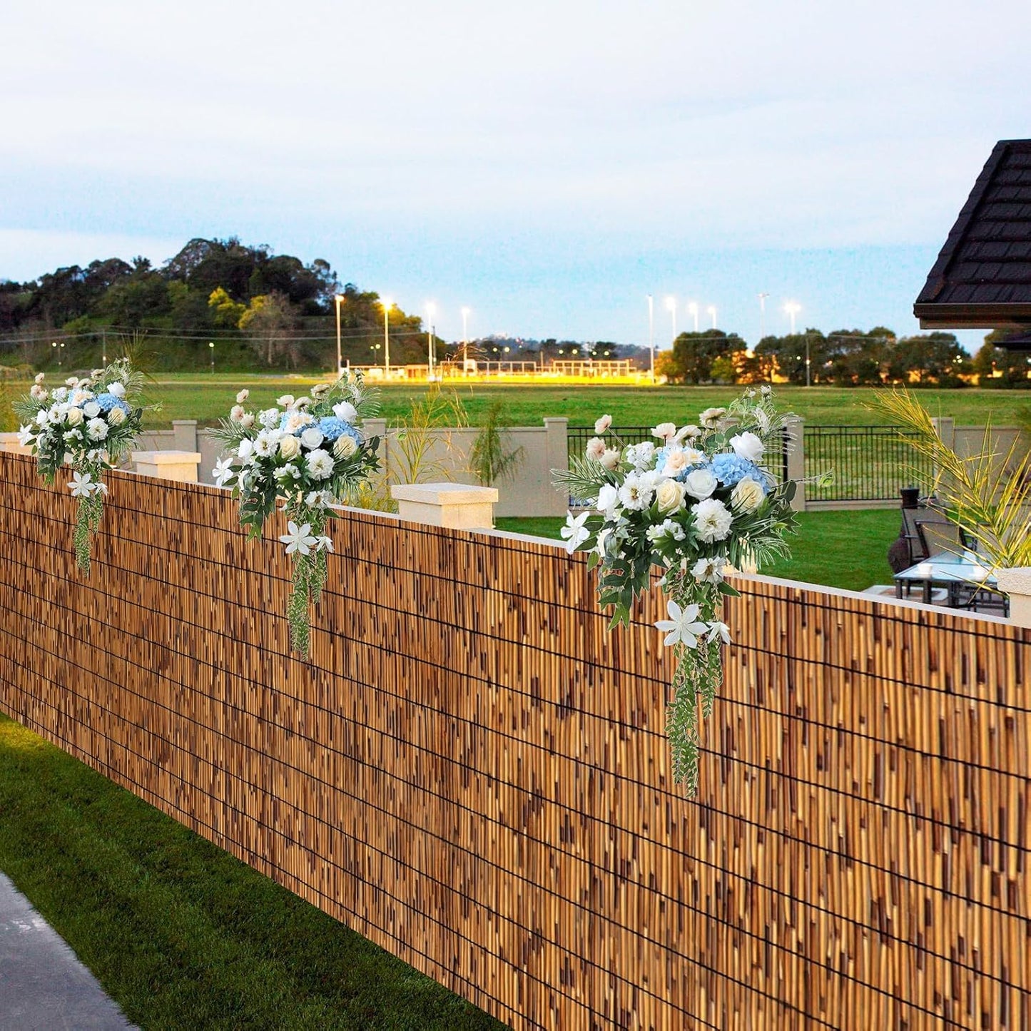 2 Pack Natural Reed Fence,4FT X 16.4FT Bamboo Fencing Privacy Reed Screening for Outdoor, Gallery, Restaurant, Hotel, Patio (Brown)