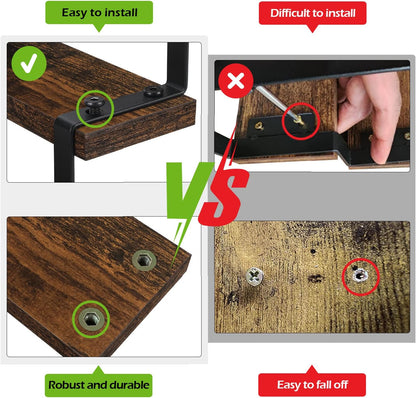 YINMIT Wooden Display Riser Stand, Tiered Perfume and Cologne Organizer Stand, 2 Tier Spice Rack Organizer, Rustic Display Shelf for Candles (2 Tier, 2 Pack)