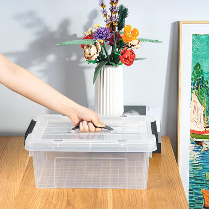 Cetomo Lidded Storage Bin with Handle, Storage Bins with Lid, Organizing Container with Secure