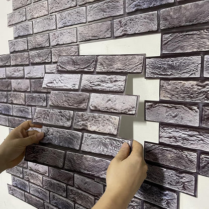 Faux Brick Wall Panels,3D Wall Panel Peel and Stick,3D Brick Wallpaper,10 PCS 11.8 x 11.8 Inch,Faux Brick Foam Self Adhesive Textured Medieval for Living Room Bedroom Cover 8.46.Sq.Ft.