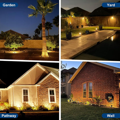 Solar Spot Lights Outdoor, 2 Pack Outdoor Solar Lights for Yard Waterproof, 4 Lighting Modes Solar Landscape Spotlights, Auto On/Off Solar Powered Flood Lights Garden Pathway (Warm White)