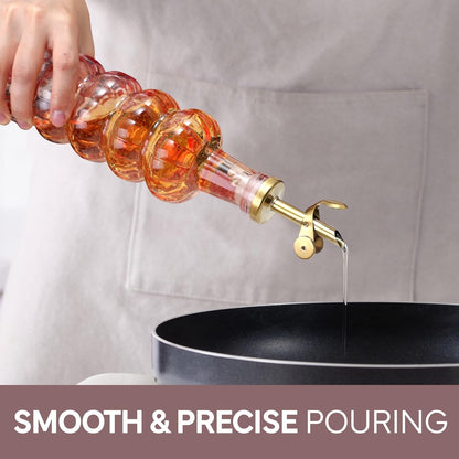 COOK WITH COLOR Glass Olive Oil Bottle Dispenser - 2 Pack- 17oz Oil and Vinegar Cruet - Olive Oil Carafe Decanter for Kitchen