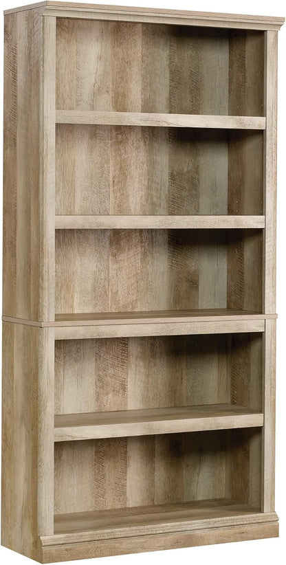 Sauder 5 Tier Book Shelf Wooden Bookcase Multipurpose Bookshelf for Home Office, Living Room, in Lintel Oak