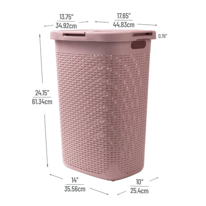 Mind Reader Slim Laundry Hamper with Lid, 60L Tall Clothes Basket, Narrow Tapered Design for