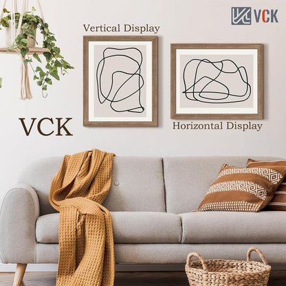 VCK 16x20 Picture Frames for Wall 3 Pack, Brown Walnut Wood Poster Frame, Exclusive Wood Grain, Wall Mounting Hanging