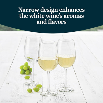 Libbey Vina White Wine Glasses Set of 6, 18.25 Oz Elegant, Fancy Glasses Drinking Set, Stemmed Wine Glasses for Weddings, Birthdays, Parties and More