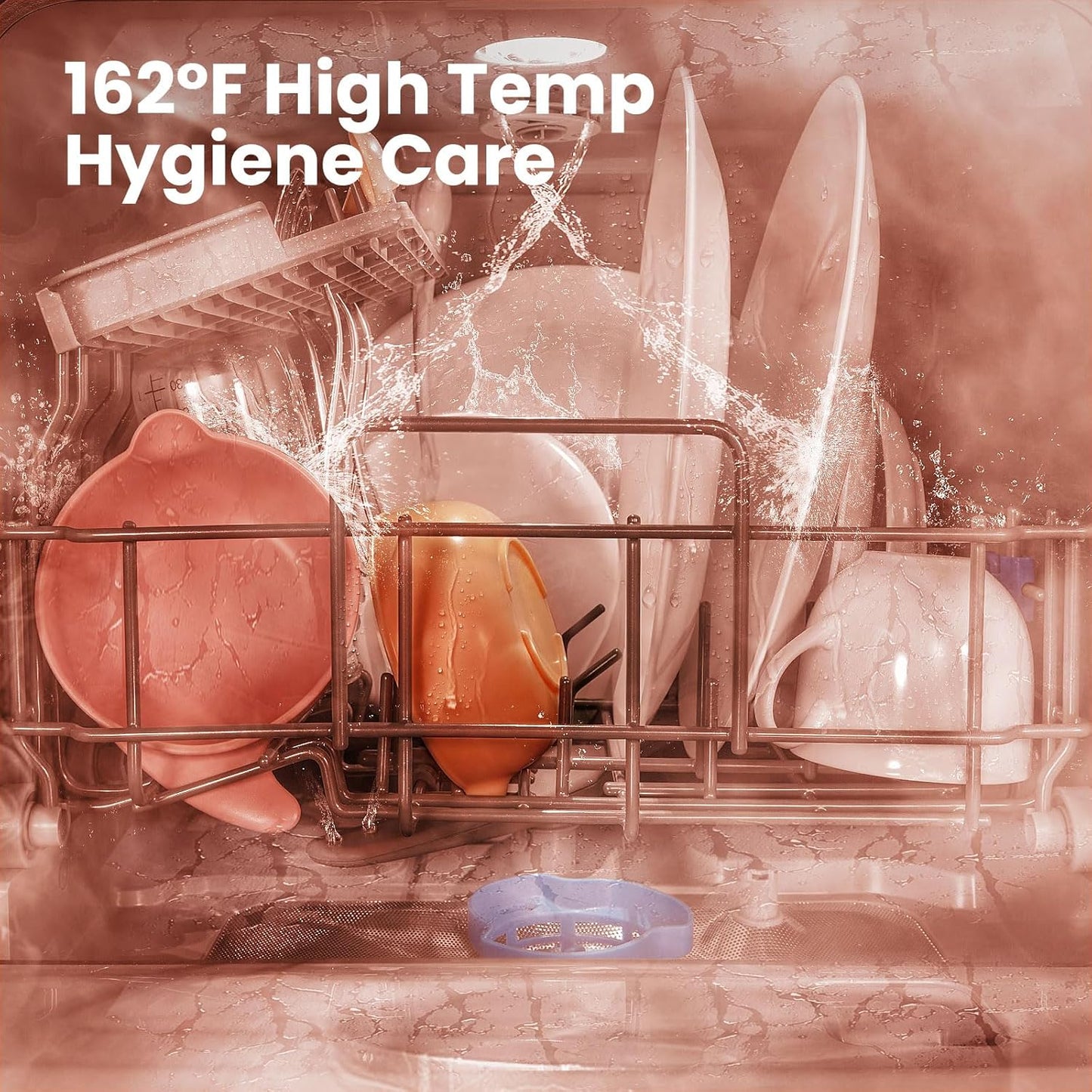 COMFEE' Portable Mini Dishwasher Countertop with 5L Built-in Water Tank for Apartments& RVs, No Hookup Needed, 6 Programs, 360° Dual Spray, 162??High-Temp& Air-Dry Function