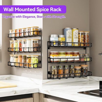 SUFAUY 2 Pack Spice Rack Wall Mount, 3 Tier Narrow Spice Rack Hanging Small Shelf for Cupboard, Black