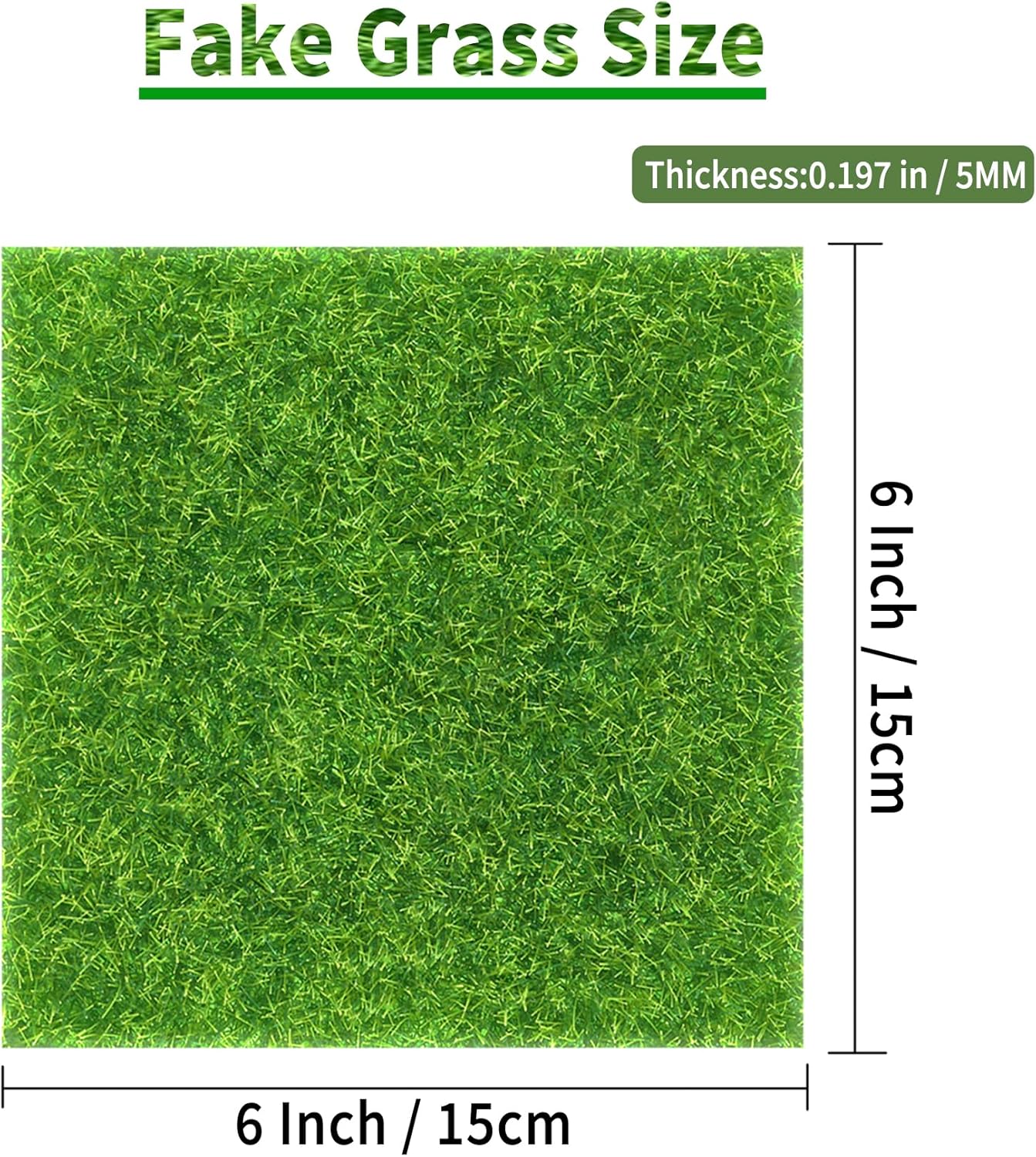 24 Packs 6 X 6 Inch Fake Grass Decor for Crafts, Artificial Grass for Dollhouse Miniature Ornament Projects, Model Turf Grass for DIY Fairy Garden Accessories and Decor Kit