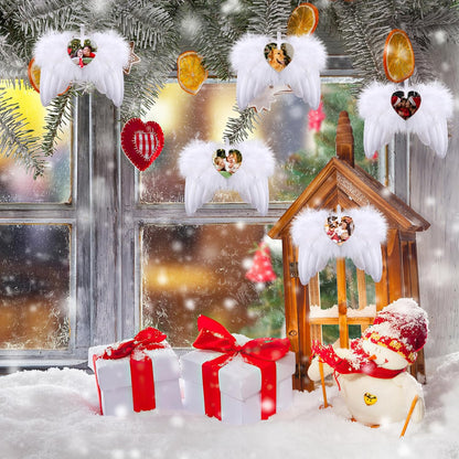 Personalized Christmas Ornaments 2024 Customized with Photo Text Ornament Keepsake Pet First Christmas Ornament Bulk Custom Wooden Xmas Tree Decorations, Wood Heart Wing