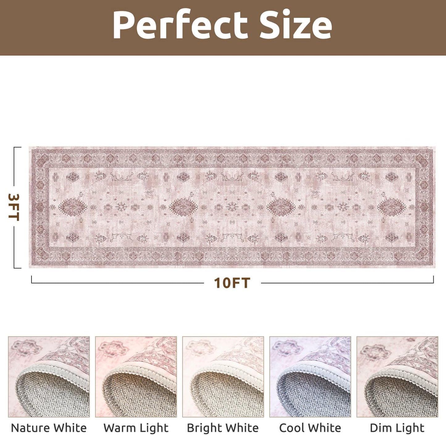 AMOAMI Vintage 3X10 Runner Rug Non Slip Soft Runners for Hallways Washable Hallway Runner Bedside Rugs for Bedroom Long Rug for Hallways Entryway Laundry Room Stair Kitchen Bathroom