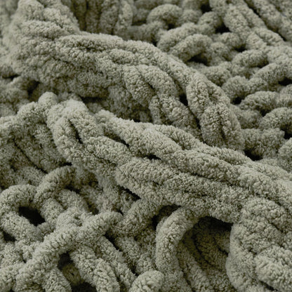 Esterra Chunky Knit Blanket Throw 50"x60", 100% Hand Knitted Chenille Throw Blanket, Cozy Soft Thick Cable Knit Throw Large Rope Knot Crochet Throw Blanket for Sofa Couch Bed, Sage Green