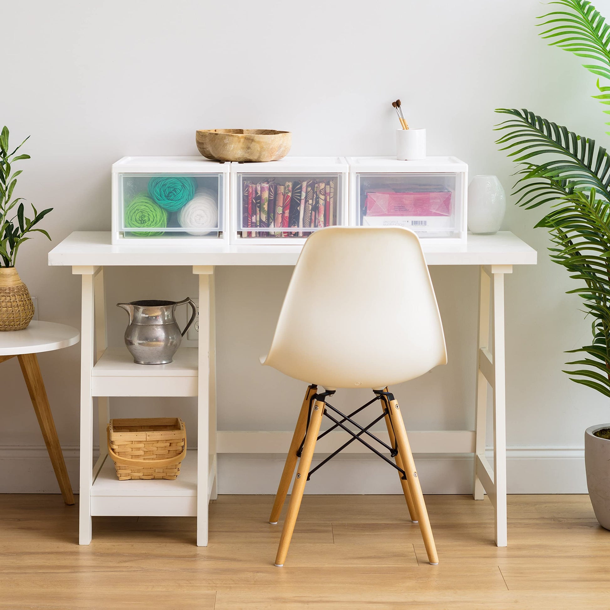 IRIS USA 3-Pack, 14.5 Qt. Stacking Drawer Storage Organizer, White