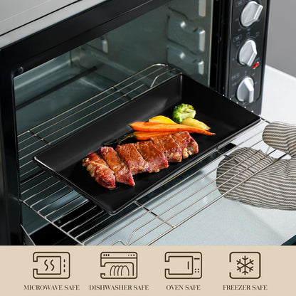 MALACASA 3 Tier Serving Trays for Party, Stoneware Serving Platters and Trays, 12 Inch Tiered Tray Stand, Fruit Tray, Trays for Serving Food, Black Dessert Stand with Collapsible Sturdier Metal Rack