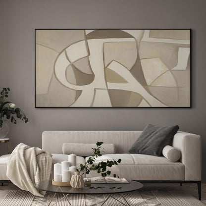 SIGNWIN 24"x46" Extra Large Framed Wall Art Neutral Abstract Geometric in Mid-Century Style, Retro-Inspired Design for Home Living Room Bedroom Decor (Frame Assembly Required)