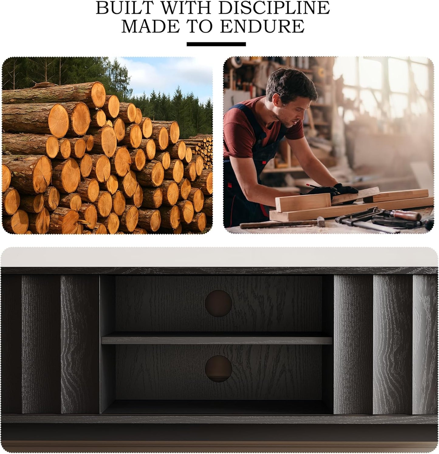 Black Mid Century Modern TV Stand, Wood Fluted Living Room TV Stands with Storage Sliding Doors, Desert-Inspired Design MCM Entertainment Center for 55 60 65 70 75 55+ 60+ 65+ 70+ Inch