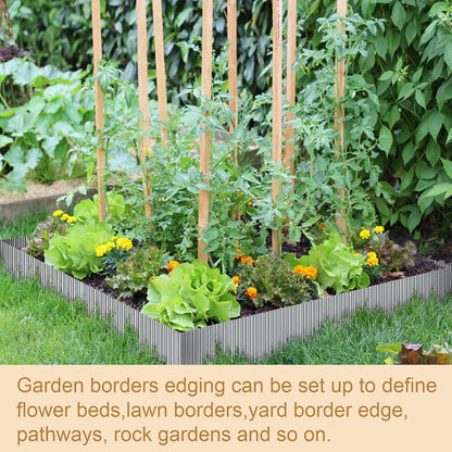 Garden Edging, Corrugated Garden Edging Border Metal Landscaping Edging Border Suitable for Flower Bed and Lawn Edging (6 Inch x 20 FT, Silver)