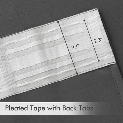 MIULEE Grey Back Tab Blackout Curtains 72 Inch Length 2 Panels Set for Living Room Bedroom Privacy, Rod Pocket/Pinch Pleat Thermal Insulated Room Darkening Pleated Light Blocking Drapes