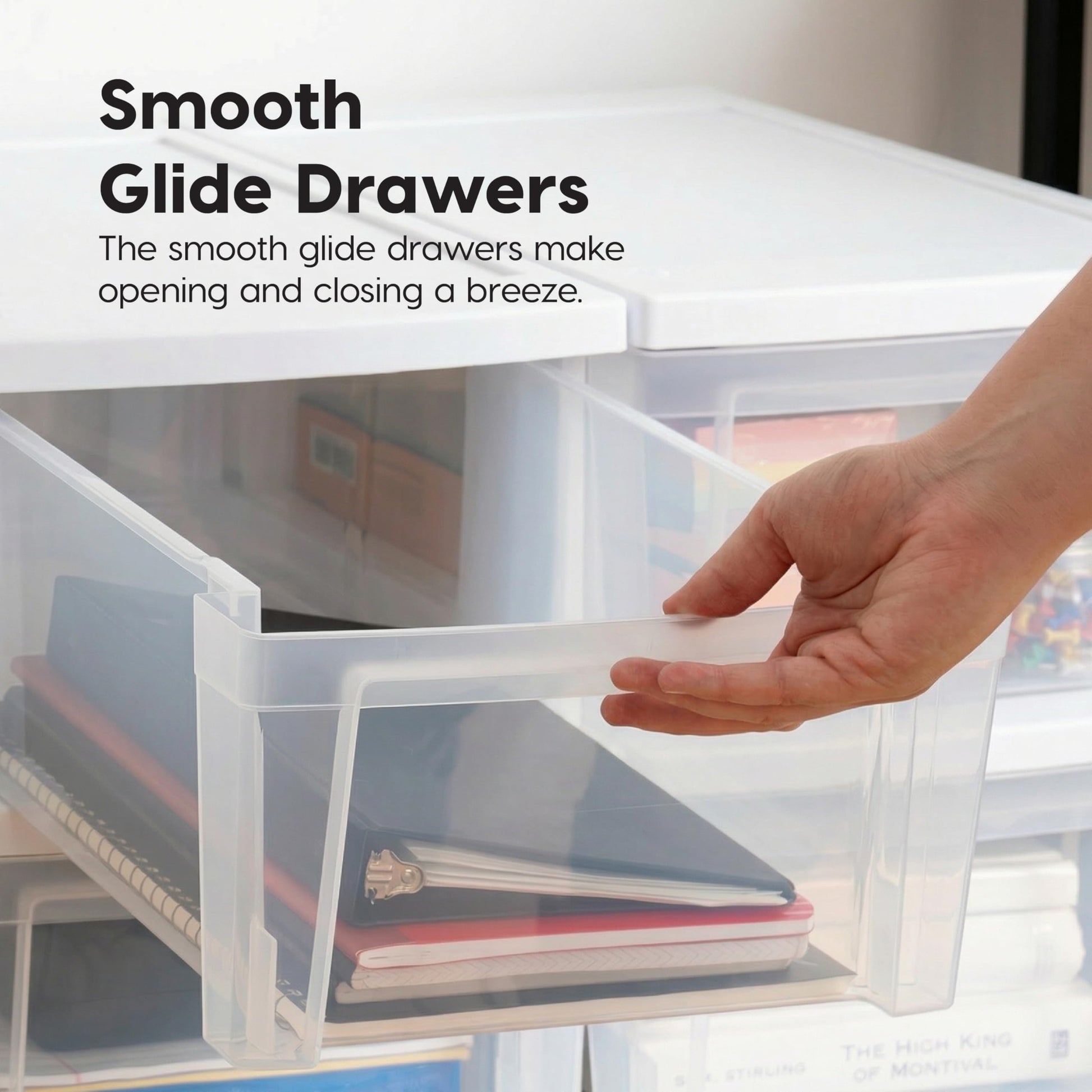 IRIS USA 3-Drawer Slim Narrow Storage Organizer, 2-Pack, White/Clear
