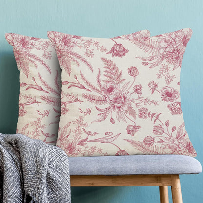 CXMEIFLY Hot Pink Spring Pillow Covers 18 x 18 Inch Set of 2 for Chinoiserie Flowers Decor Throw Pillows Floral Leaves Seasonal Plant Outdoor Decorative Cushion Cases for Couch Bed Decorations