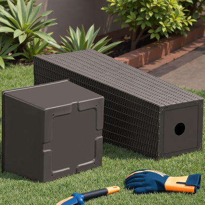 Devoko Resin Tall Planters for Outdoor Plants Set of 2, Large Taper Outdoor Planter Pots with 4 Drainage Holes, Flower Pots Modern Decor for Porch, Patio, Backyard, Home Garden (Brown, 32")