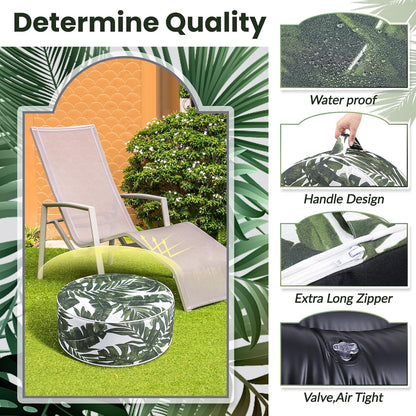 2 Pack Outdoor Inflatable Ottoman Waterproof Inflatable Pouf Foot Rest with Handle D21 x H9 Portable for Patio Camping Garden or Home