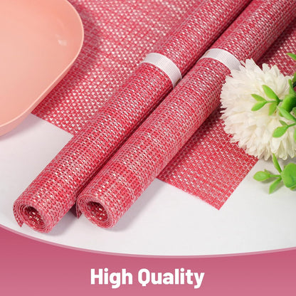 Placemats Set of 6，Non-Slip PVC Weave Table Mats Easy to Clean，Heat Resistant Place Mats for Kitchen Dining Table Decoration Indoor Outdoor，Red