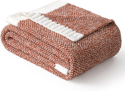 MIULEE Fall Rust Super Soft Throw Blanket for Bed, Twin Size Cozy Fluffy Warm Blankets Knit Blankets for Couch, Sofa, Chair, Living Room, Camping, Picnic, 60 x 80 inch