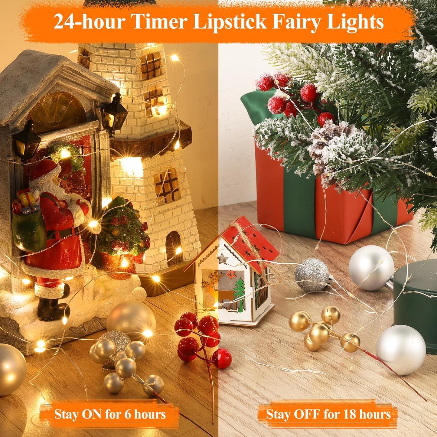 Lakumu 64FT(16 * 4) Fairy Lights Battery Operated, LED String Lights with Timer, Mini Twinkle Lights for Bedroom, Christmas Decorations, Wedding, Vine, Centerpiece Table Decor Warm White