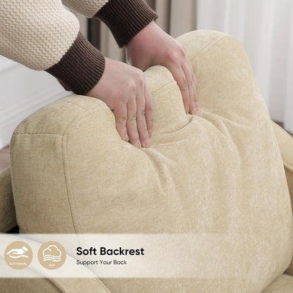 Accent Chairs Set of 2, Upholstered Living Room Chair with Side Pockets, Mid Century Modern Reading Chair for Bedroom, Comfy Armchair Single Sofa Side Chair for Office, Small Room, Light Brown