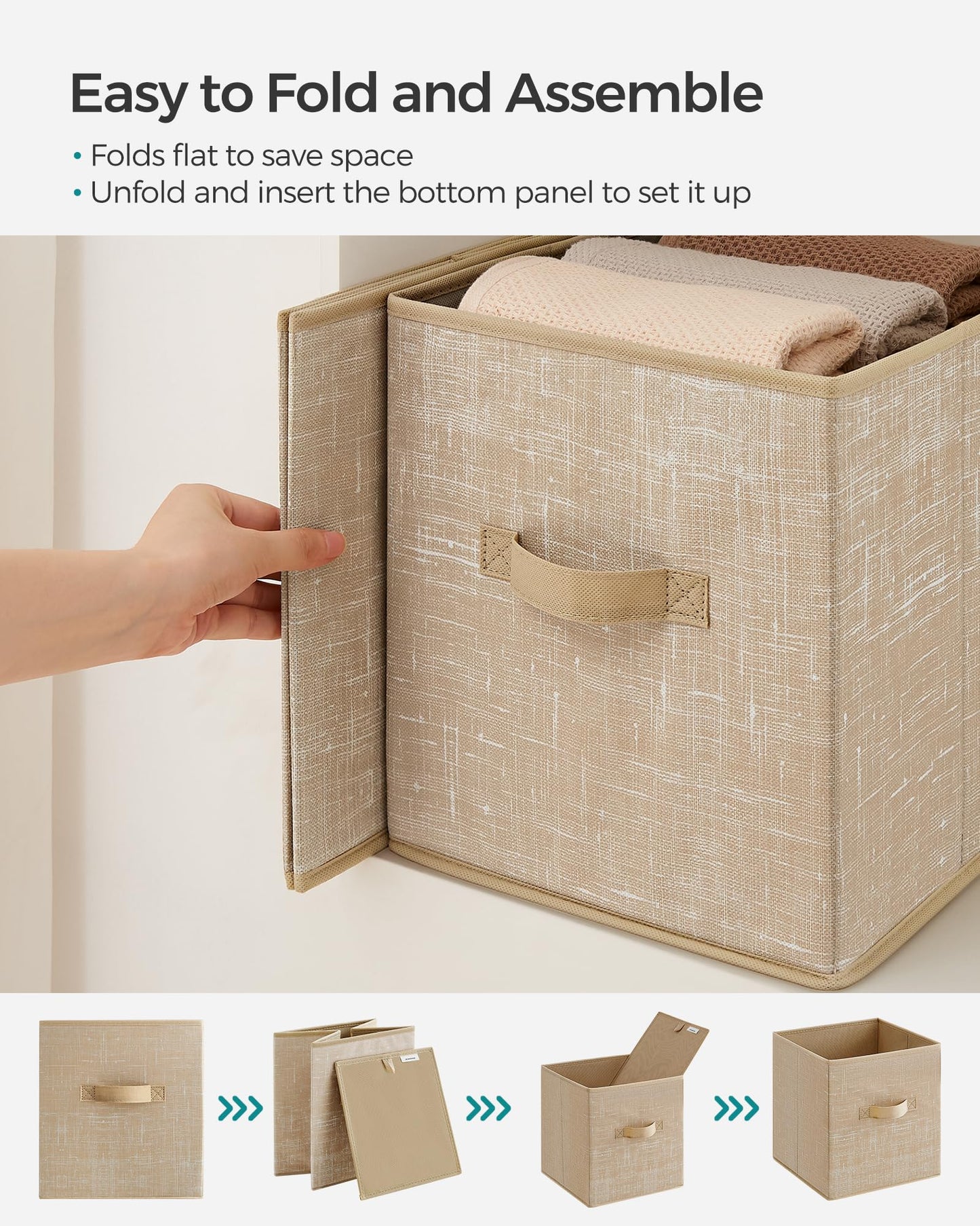 SONGMICS Storage Cubes, Set of 6, 11-Inch Foldable Closet Organizers