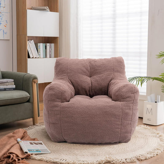 Recaceik Bean Bag Chairs, Tufted Soft Stuffed Bean Bag Chair with Filler, Fluffy Lazy Sofa Chair