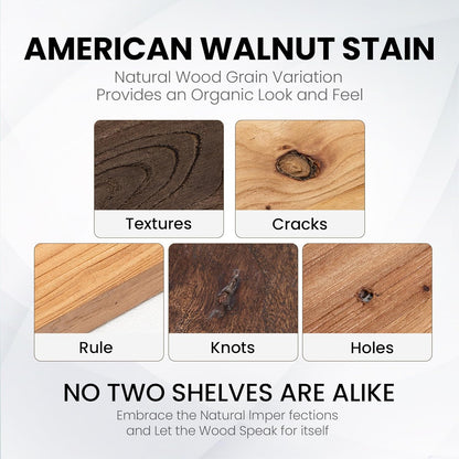 Floating Shelves for Wall, 32" Flat Edge Solid Elm Wood Floating Shelf, Wall-Mounted Display Shelves with Invisible Heavy-Duty Metal Bracket, Floating Shelf for Kitchen (Wanlut, Set of 2)