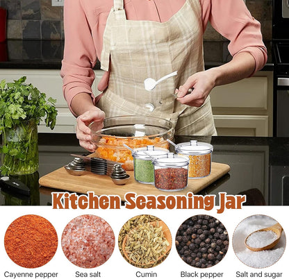 12 Pcs Acrylic Sugar Bowl with Lid and Spoon,7.1 Oz Clear Condiment Storage Pot,Sugar Jar Spices Container for Home Kitchen,Coffee Bar,Restaurant