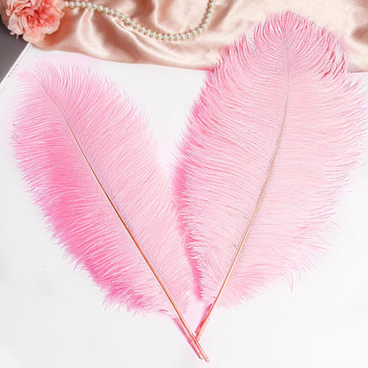 THARAHT 12PCS Ostrich Feathers Natural Bulk 16-18Inch(40-45cm) for Wedding Party Centerpieces Easter Gatsby Flower Arrangement and Home Decorate Ostrich Feathers,Pink