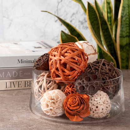 ANDALUCA Large Decorative Vase Filler Bag with Orbs, Balls (Sunset Orange)