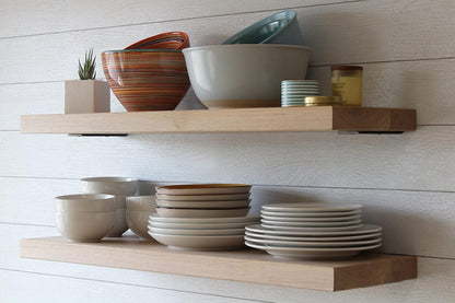 Urban Legacy Unfinished White Oak Deep Floating Shelves | Easy to Install Accent Modern Floating Shelves with Floating Shelf Brackets| Set of 2 (24" x 11" x 2")