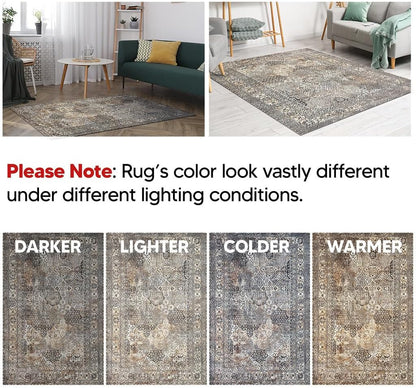 Keen Home Design 2x7 Rug - Machine Washable Runner Rug with Non-Slip Backing, Ideal for Hallway, Entryway, Kitchen, Laundry Room - Vintage, Easy Clean, Durable, Low Pile Rug - (2'6" x 7')